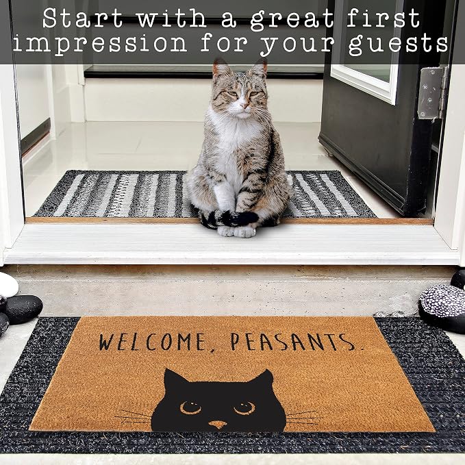 MAINEVENT Welcome Peasants Cat Doormat 30x17 Inch, Funny Black Cat Door Mat - Image 6