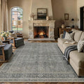 PureCozy Vintage Area Rug 6x9 Grey Brown Washable Living Room Large Carpet Non by PureCozy