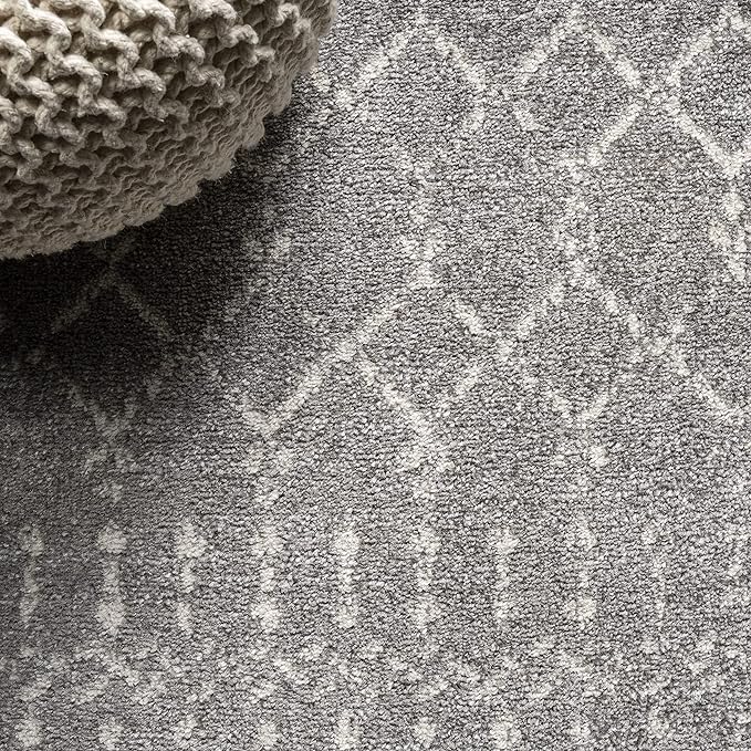 JONATHAN Y Boho Vintage Diamond Gray/Ivory Round Area Rug 8 ft, Moroccan Hype - Image 3