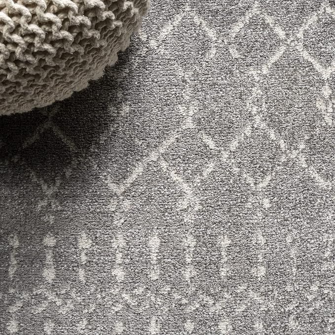 JONATHAN Y Boho Vintage Diamond Gray/Ivory Round Area Rug 3 ft, Moroccan Hype - Image 3